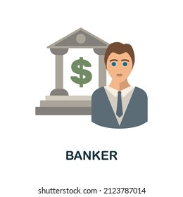 Banker flat icon. Colored element sign from bussines profession collection. Flat Banker icon sign for web design, infographics and more.
