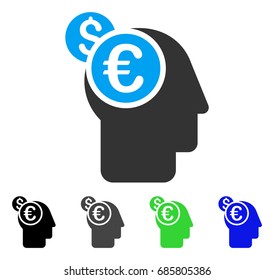 Banker flat vector pictograph. Colored banker gray, black, blue, green icon variants. Flat icon style for graphic design.