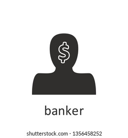 Banker, icon, black. Element mobile concept and web apps illustration. Thin line icon for website design and development, app development. Vector icon
