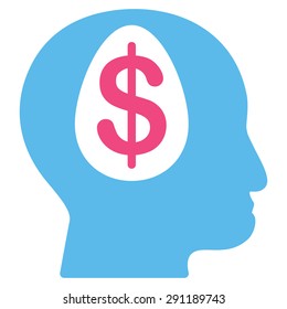 Banker icon from Commerce Set. Vector style: bicolor flat symbol, pink and blue colors, rounded angles, white background.
