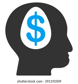Banker icon from Commerce Set. Vector style: bicolor flat symbol, blue and gray colors, rounded angles, white background.