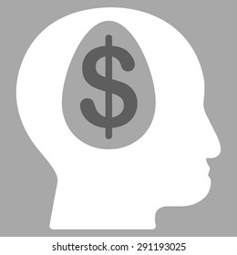 Banker icon from Commerce Set. Vector style: bicolor flat symbol, dark gray and white colors, rounded angles, silver background.
