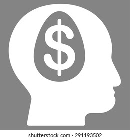 Banker icon from Commerce Set. Vector style: flat symbol, white color, rounded angles, gray background.