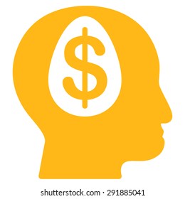 Banker icon from Commerce Set. Vector style: flat symbol, yellow color, rounded angles, white background.