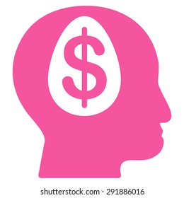 Banker icon from Commerce Set. Vector style: flat symbol, pink color, rounded angles, white background.