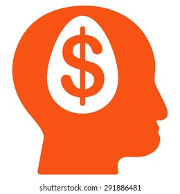 Banker icon from Commerce Set. Vector style: flat symbol, orange color, rounded angles, white background.