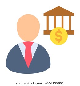 Ilustración vectorial de diseño plano Banker Icon