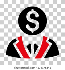 Banker icon. Vector illustration style is flat iconic bicolor symbol, intensive red and black colors, transparent background. Designed for web and software interfaces.