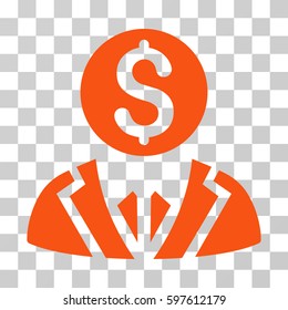 Banker icon. Vector illustration style is flat iconic symbol, orange color, transparent background. Designed for web and software interfaces.