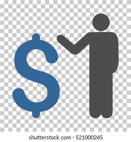 Banker icon. Vector pictograph style is a flat bicolor symbol, cobalt and gray colors, chess transparent background. Designed for software and web interface toolbars and menus.