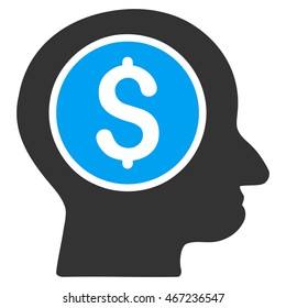 Banker icon. Vector style is bicolor flat iconic symbol with rounded angles, blue and gray colors, white background.