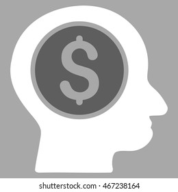 Banker icon. Vector style is bicolor flat iconic symbol with rounded angles, dark gray and white colors, silver background.