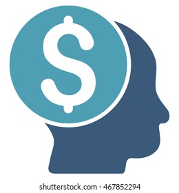 Banker icon. Vector style is bicolor flat iconic symbol with rounded angles, cyan and blue colors, white background.