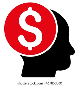 Banker icon. Vector style is bicolor flat iconic symbol with rounded angles, intensive red and black colors, white background.