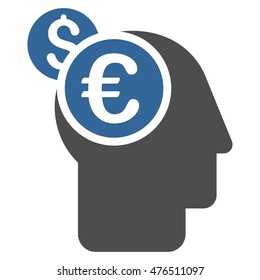 Banker icon. Vector style is bicolor flat iconic symbol, cobalt and gray colors, white background.