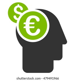 Banker icon. Vector style is bicolor flat iconic symbol, eco green and gray colors, white background.