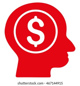 Banker icon. Vector style is flat iconic symbol with rounded angles, red color, white background.