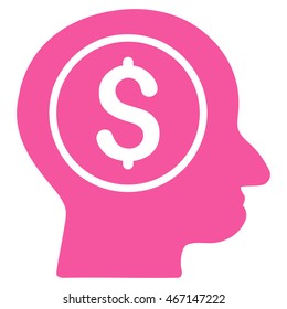 Banker icon. Vector style is flat iconic symbol with rounded angles, pink color, white background.