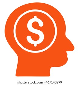Banker icon. Vector style is flat iconic symbol with rounded angles, orange color, white background.