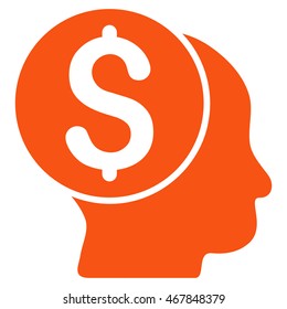 Banker icon. Vector style is flat iconic symbol with rounded angles, orange color, white background.