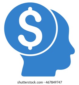 Banker icon. Vector style is flat iconic symbol with rounded angles, cobalt color, white background.