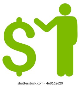 Banker icon. Vector style is flat iconic symbol with rounded angles, eco green color, white background.