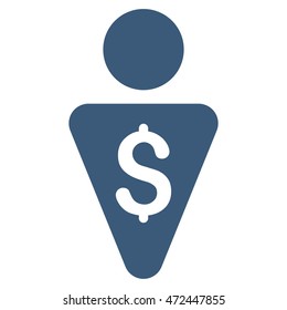 Banker icon. Vector style is flat iconic symbol with rounded angles, blue color, white background.