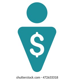 Banker icon. Vector style is flat iconic symbol with rounded angles, soft blue color, white background.