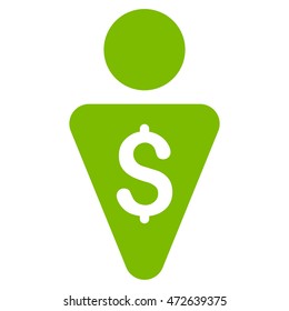 Banker icon. Vector style is flat iconic symbol with rounded angles, eco green color, white background.