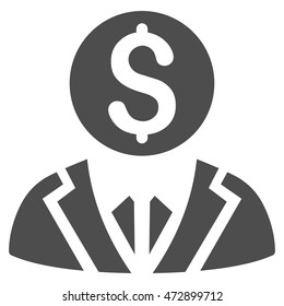 Banker icon. Vector style is flat iconic symbol with rounded angles, gray color, white background.