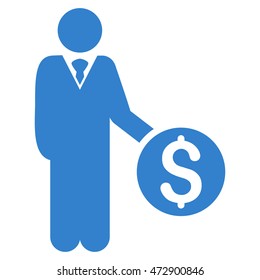 Banker icon. Vector style is flat iconic symbol with rounded angles, cobalt color, white background.