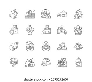 Banker line icons, signs, vector set, outline illustration concept 