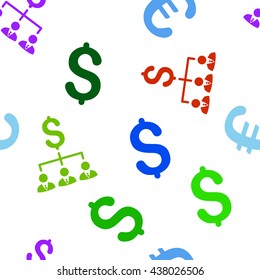 Banker Links vector seamless repeatable pattern. Style is flat banker links and dollar symbols on a transparent background.