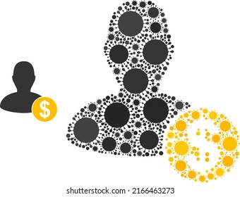 Banker-Mosaiksymbol. Vektormosaik wird mit zufälligen ansteckenden Teilen erstellt. Virulent Mosaik Banker Symbol. Banker-Mosaik für medizinische Bilder.