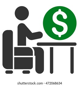 Banker Office icon. Vector style is bicolor flat iconic symbol with rounded angles, green and gray colors, white background.