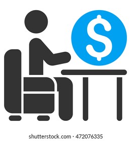Banker Office icon. Vector style is bicolor flat iconic symbol with rounded angles, blue and gray colors, white background.
