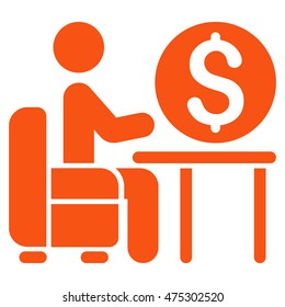 Banker Office icon. Vector style is flat iconic symbol with rounded angles, orange color, white background.