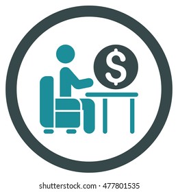 Banker Office rounded icon. Vector illustration style is flat iconic bicolor symbol, soft blue colors, white background.