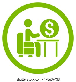 Banker Office rounded icon. Vector illustration style is flat iconic symbol, eco green color, white background.