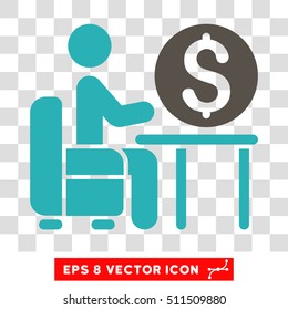 Banker Office vector icon. Image style is a flat grey and cyan icon symbol.