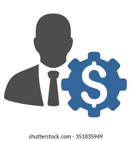 Banker Options vector icon. Style is bicolor flat symbol, cobalt and gray colors, rounded angles, white background.