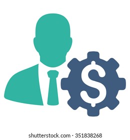Banker Options vector icon. Style is bicolor flat symbol, cobalt and cyan colors, rounded angles, white background.