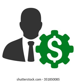 Banker Options vector icon. Style is bicolor flat symbol, green and gray colors, rounded angles, white background.