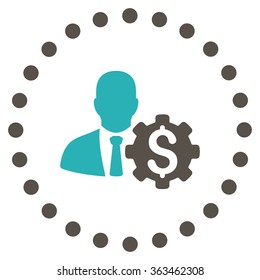 Banker Options vector icon. Style is bicolor flat circled symbol, grey and cyan colors, rounded angles, white background.
