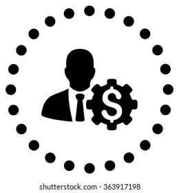 Banker Options vector icon. Style is flat circled symbol, black color, rounded angles, white background.
