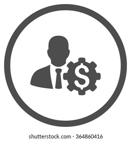 Banker Options vector icon. Style is flat circled symbol, gray color, rounded angles, white background.