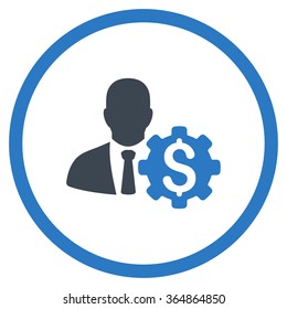 Banker Options vector icon. Style is bicolor flat circled symbol, smooth blue colors, rounded angles, white background.
