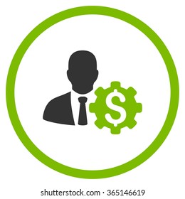 Banker Options vector icon. Style is bicolor flat circled symbol, eco green and gray colors, rounded angles, white background.