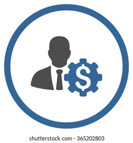 Banker Options vector icon. Style is bicolor flat circled symbol, cobalt and gray colors, rounded angles, white background.