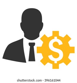 Banker Options vector icon. Style is flat symbol, yellow color, white background.